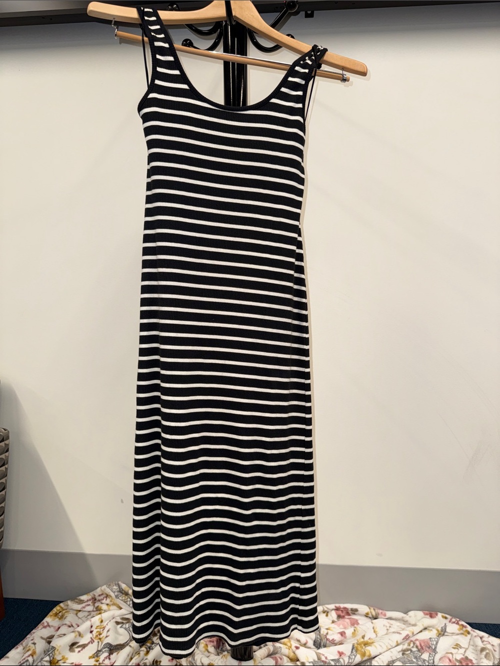 J. Crew Black and White Striped Tank Maxi Dress